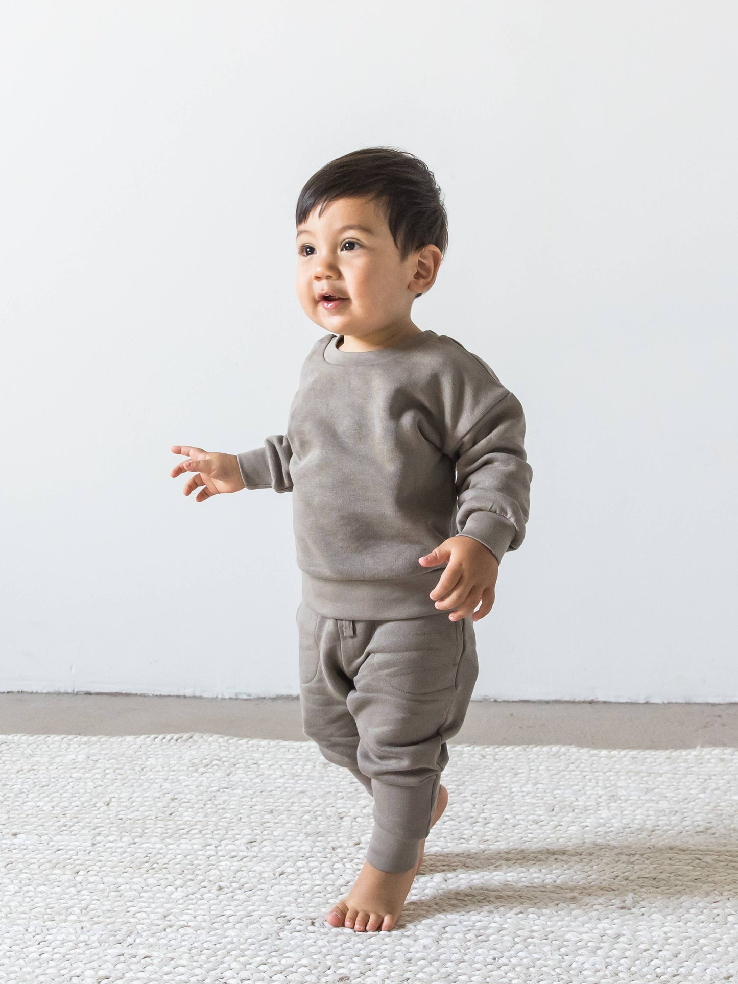 Colored Organics - Baby & Kids Kelly Fleece Drop Shoulder Sweatshirt -Driftwood