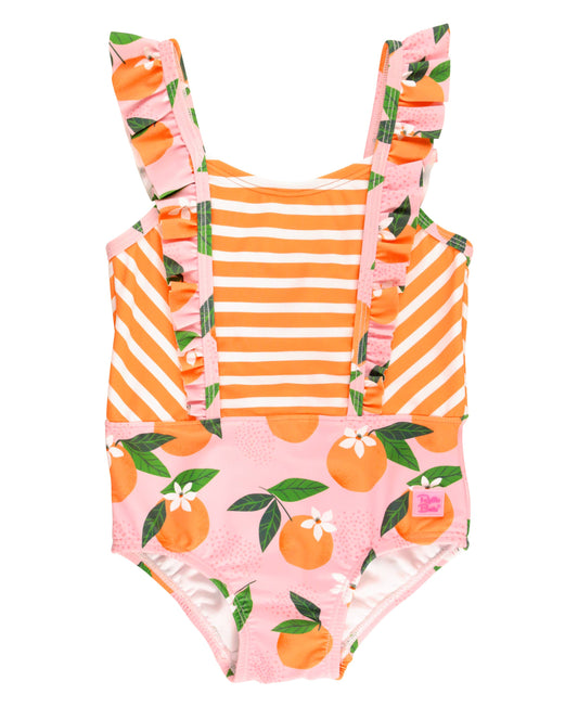 RuffleButts + RuggedButts - Girls Orange You The Sweetest Pinafore One Piece