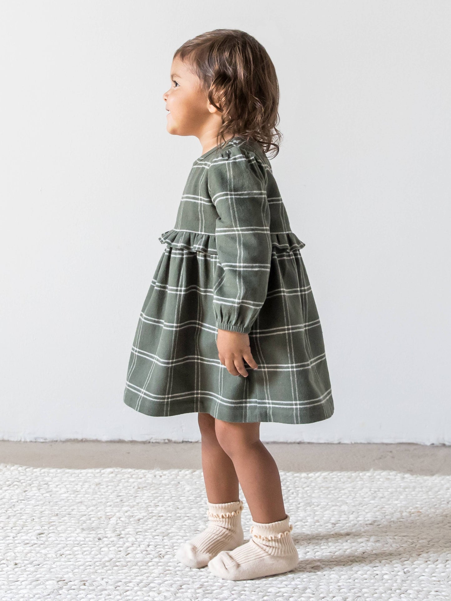 Kids Sydney Flannel Ruffle Dress - Cypress Plaid