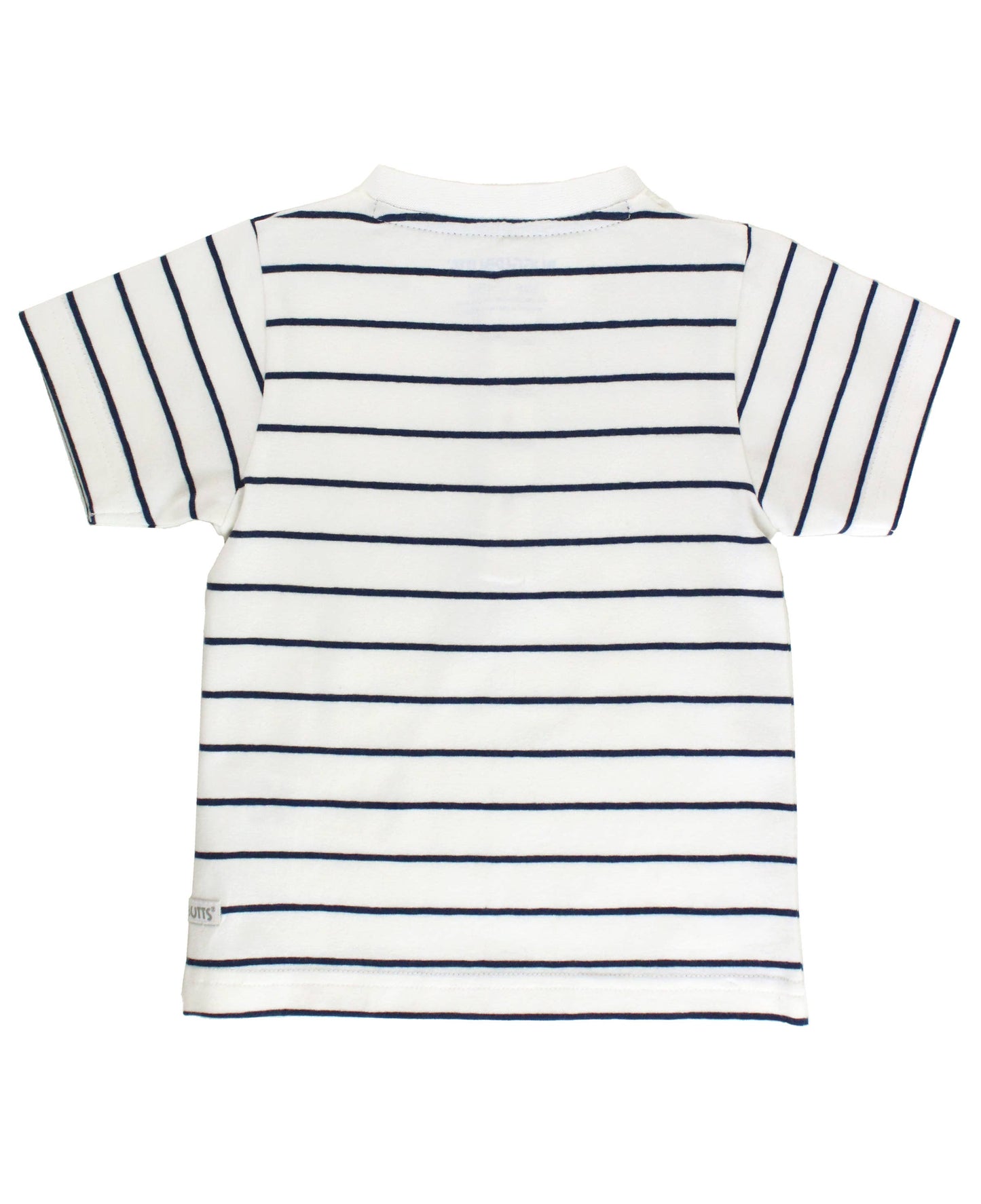 RuffleButts + RuggedButts - Boys White & Navy Stripe Short Sleeve Henley