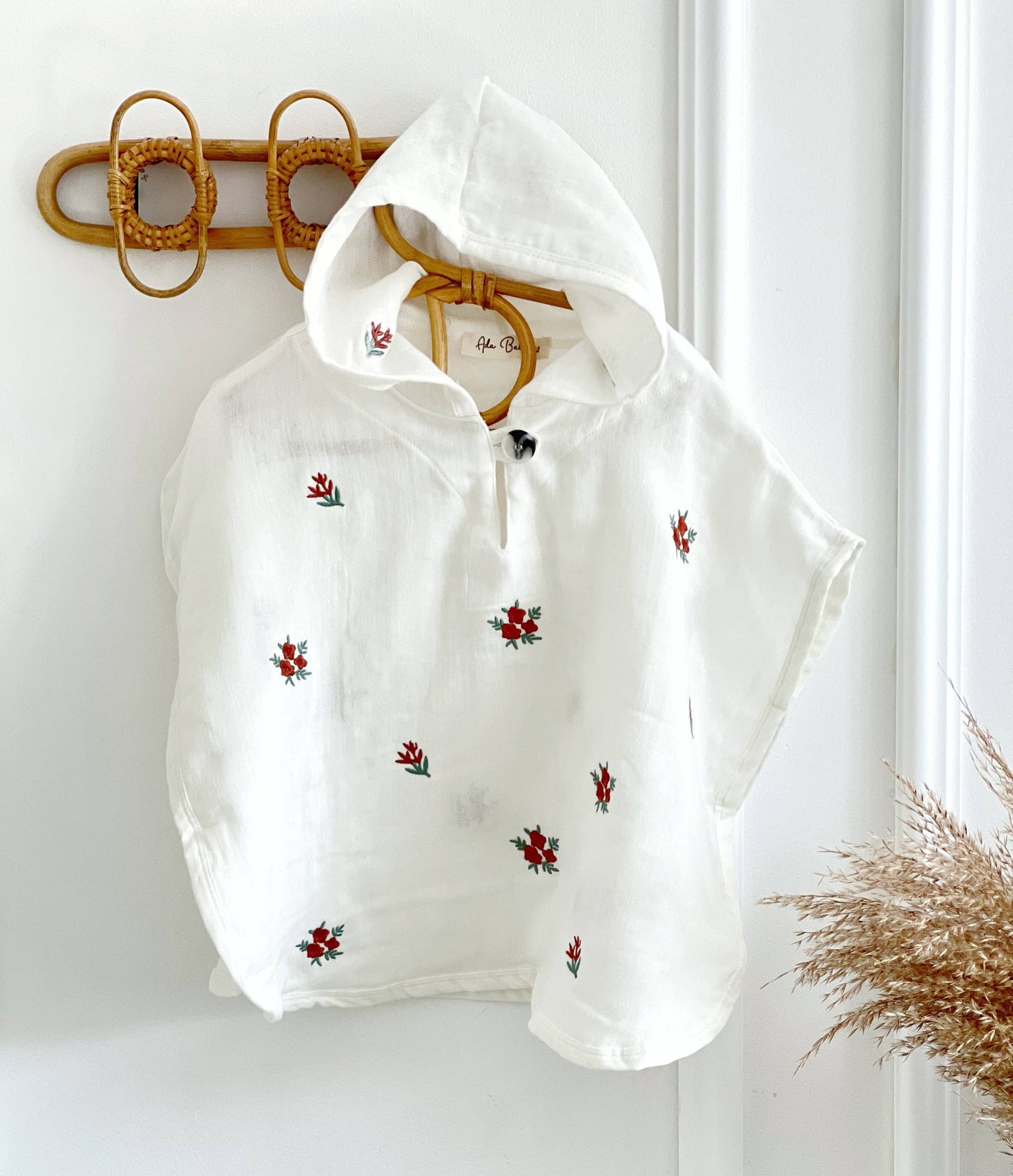 Ada Baby - Floral Organic Muslin Poncho for Baby and Toddlers: 2-4 Years