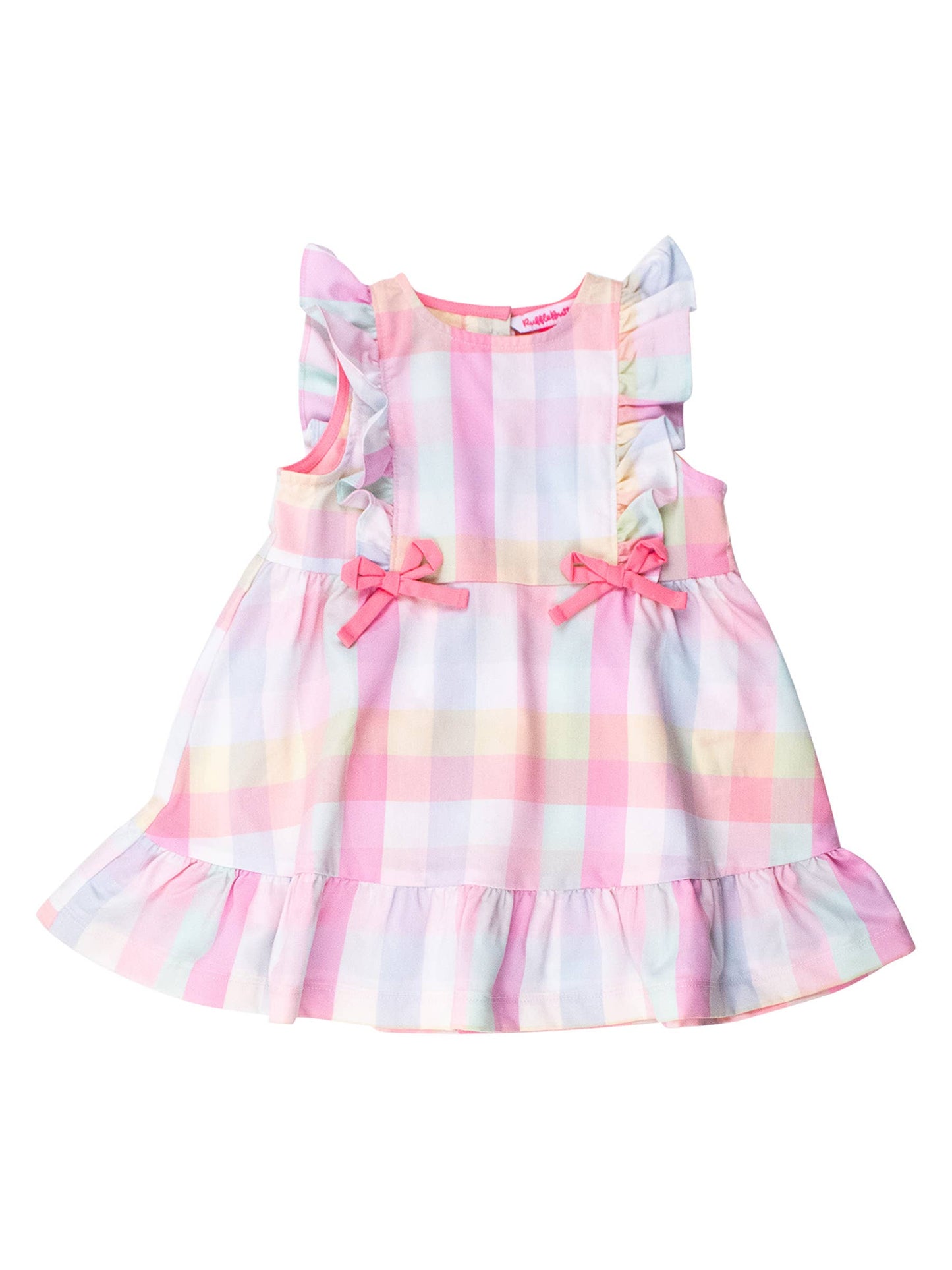 RuffleButts + RuggedButts - Girls Picnic Plaid Pinafore Bow Dress