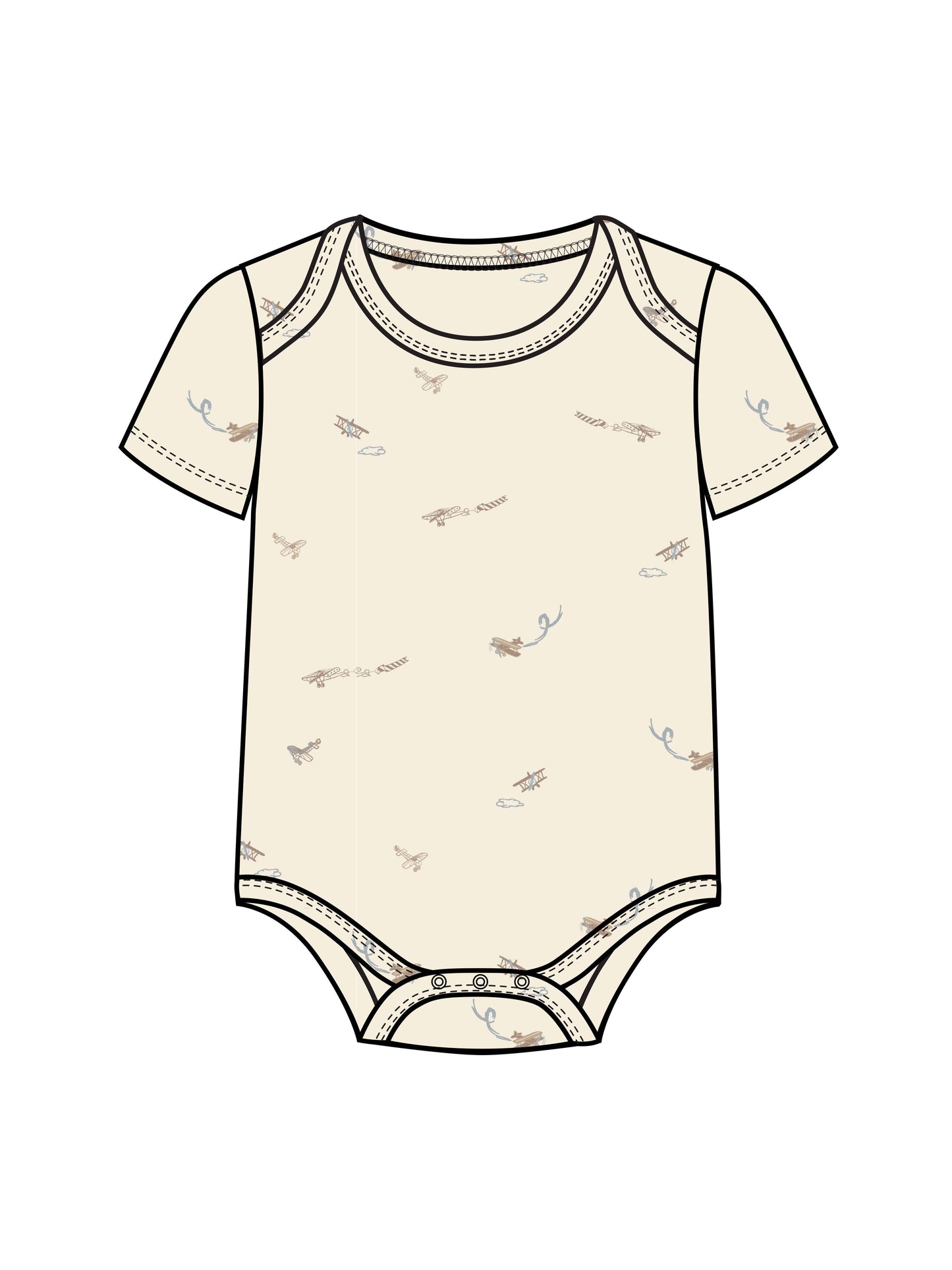 Colored Organics - Organic Baby Afton Bodysuit - Airplane / Mist