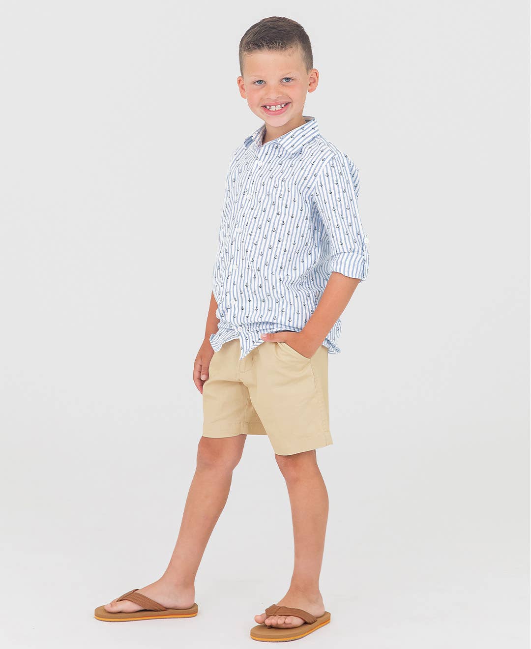 RuffleButts + RuggedButts - Boys Khaki Stretch Chino Shorts