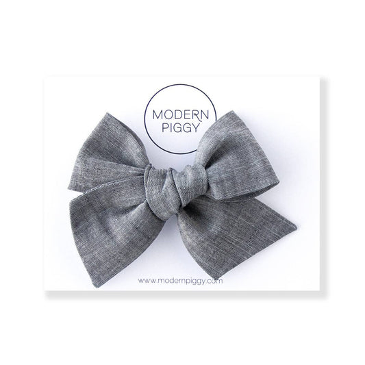 Modern Piggy - Chambray | Oversized Hand-tied Bow