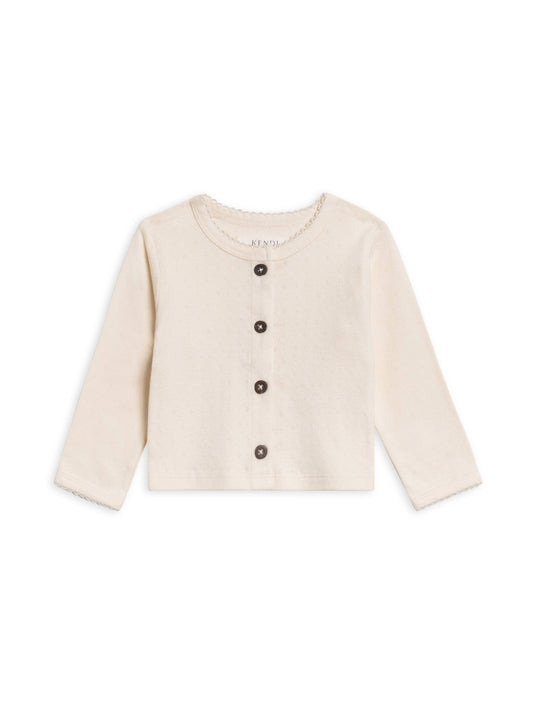 Colored Organics - Organic Baby Clara Pointelle Button-Down Cardigan - Ivory