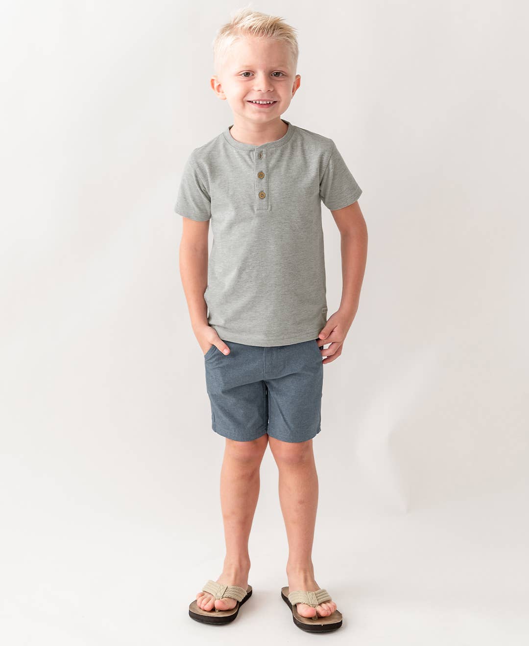 RuffleButts + RuggedButts - Boys Heather Navy Hybrid Shorts