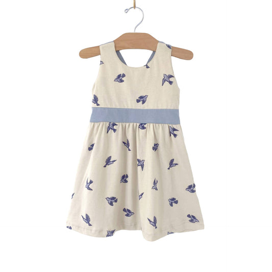 City Mouse Studio - Empire V Back Dress- Bluebird- Natural