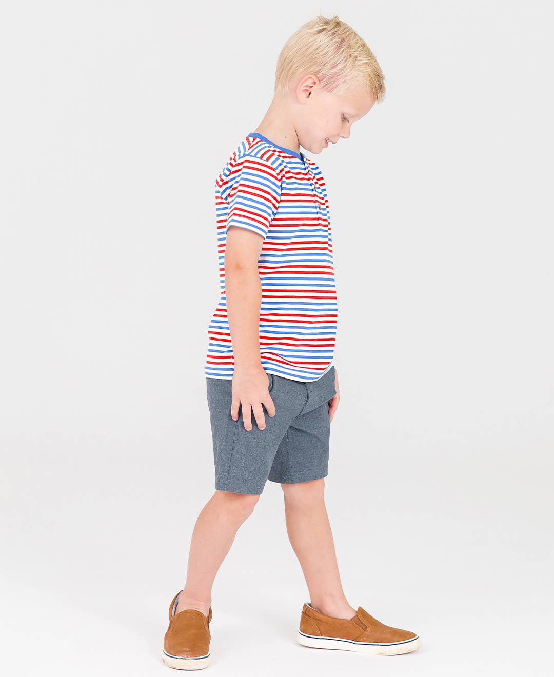 RuffleButts + RuggedButts - Boys Heather Navy Hybrid Shorts