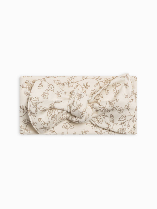 Colored Organics - Organic Baby Hattie Knot Bow Wrap - Pip Floral / Ivory