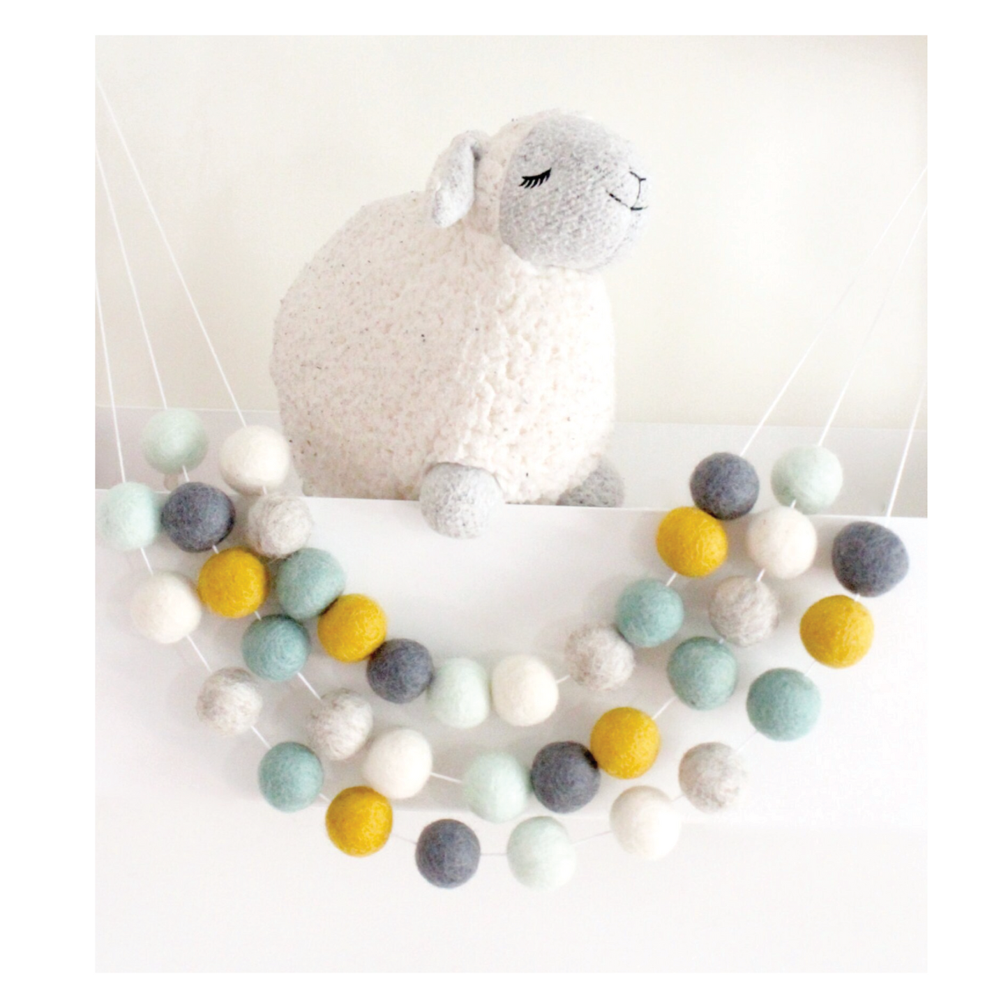 Sheep Farm Felt - Tranquil Mint Felt Ball Garland