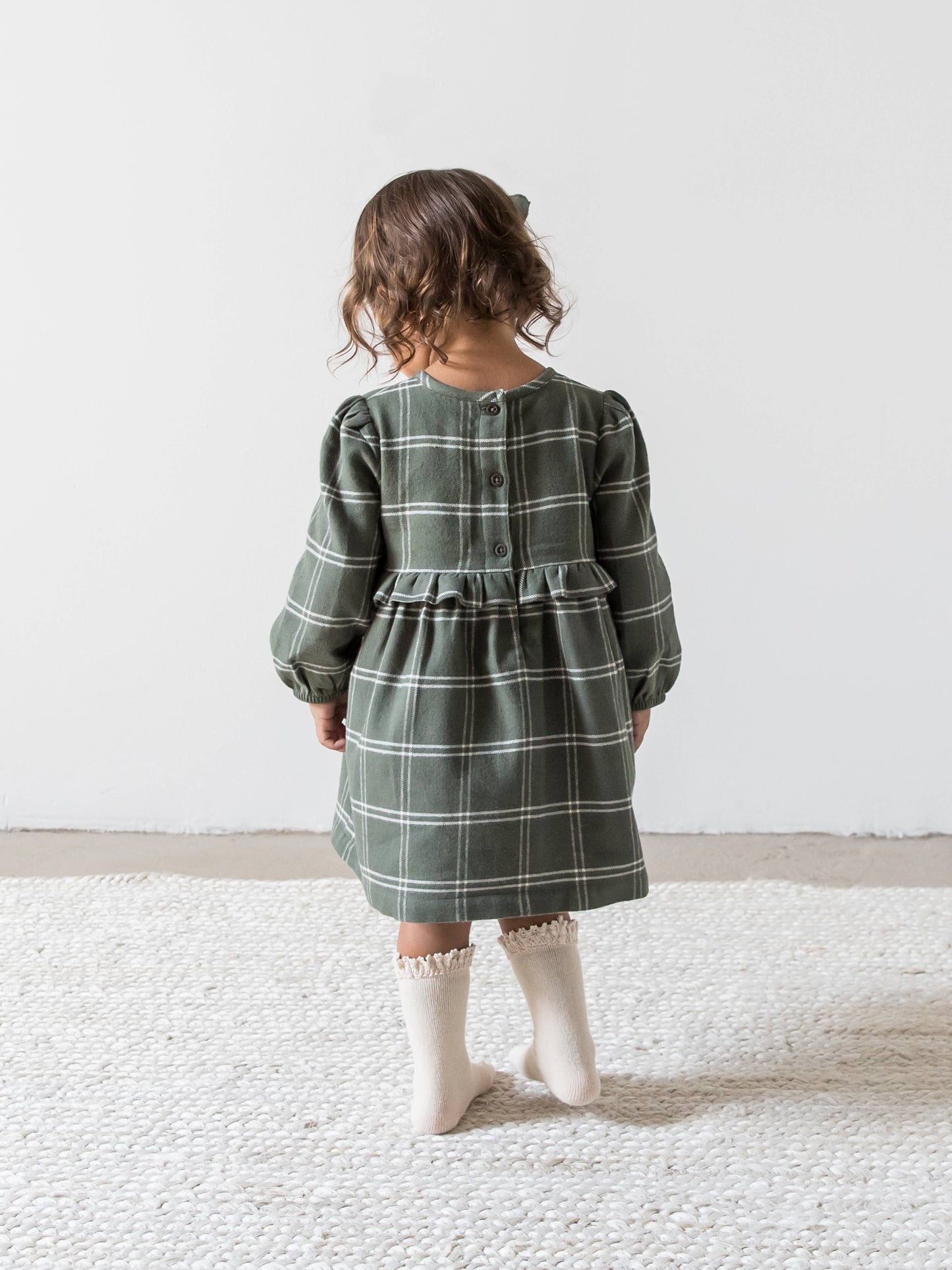 Kids Sydney Flannel Ruffle Dress - Cypress Plaid