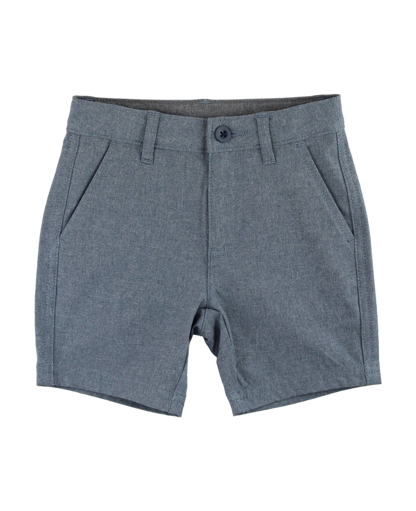 RuffleButts + RuggedButts - Boys Heather Navy Hybrid Shorts