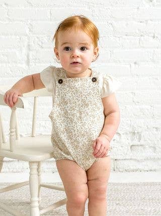 Colored Organics - Baby Alani Linen Bubble Overall - Velma Floral / Latte