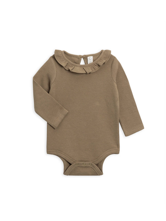 Colored Organics - Organic Baby Mae Waffle Ruffle Bodysuit - Spruce