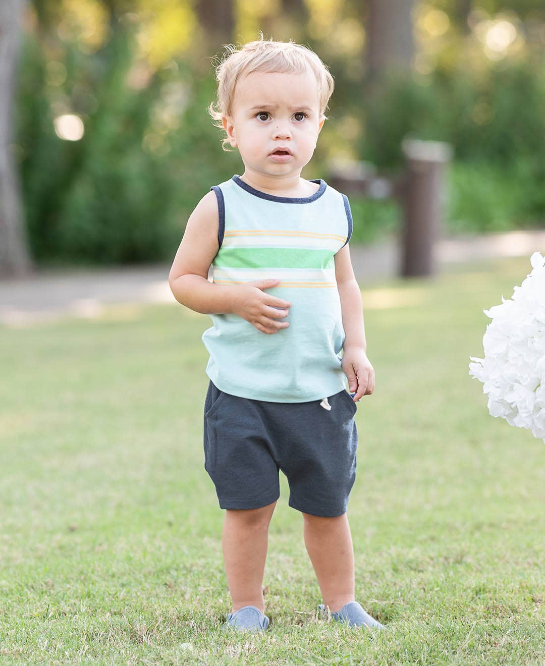 RuffleButts + RuggedButts - Boys Heather Navy Jogger Shorts