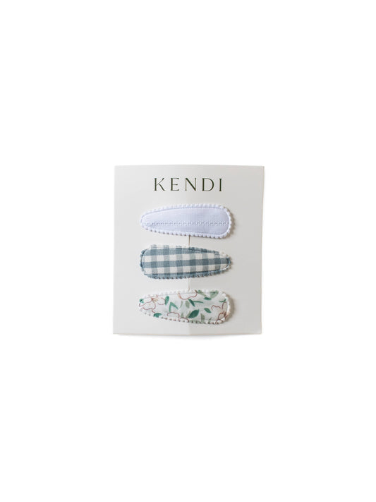 Colored Organics - KENDI Baby Hair Clips 3 Pack - Navy Gingham