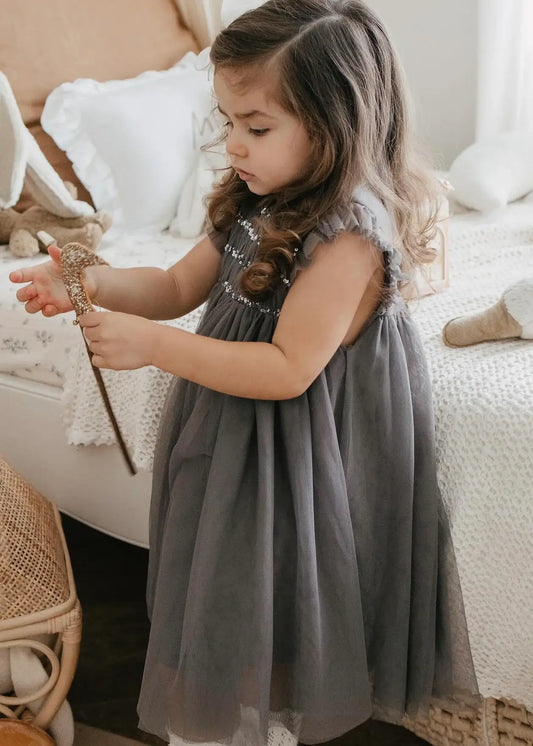 Le Petit Lapin - Scarlett | Organic Cotton Tulle Dress | Slate