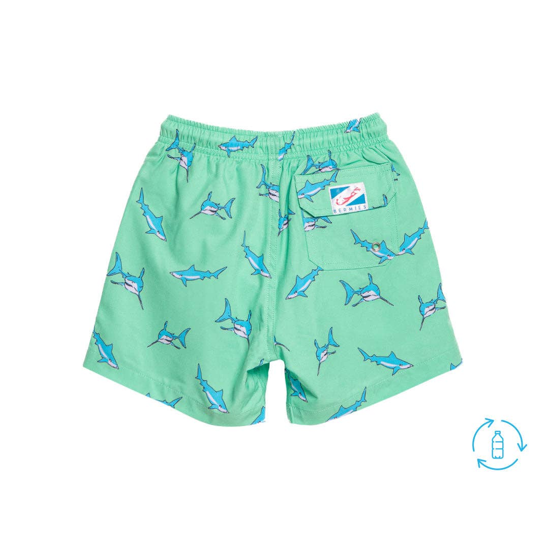 Bermies Swim Trunks - Green Shark