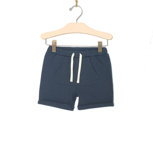 City Mouse- Kangaroo Pocket Shorts Light Sweat/ Indigo