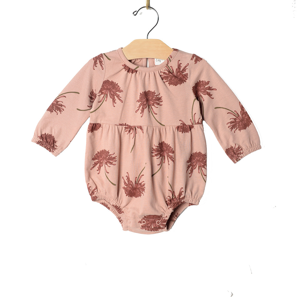 City Mouse Studio- Long Sleeve Shortie Romper/ Combed Jersey- Chrysanthemum