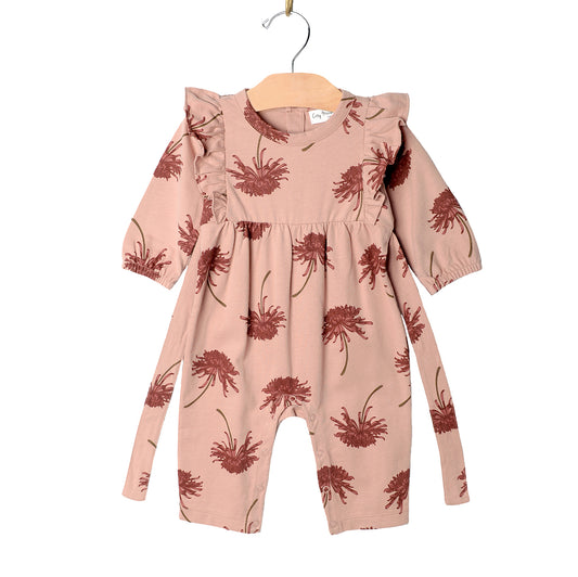 City Mouse Studio- Flutter Long Romper/ Combed Jersey- Chrysanthemum