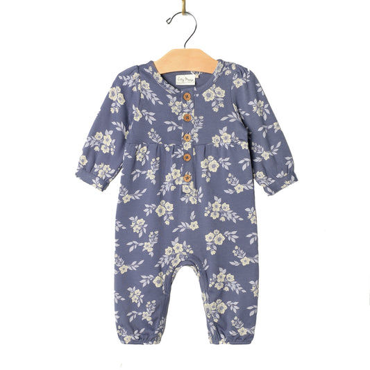 City Mouse Studio- Henley Long Leg Romper/ Jersey- Hellebore