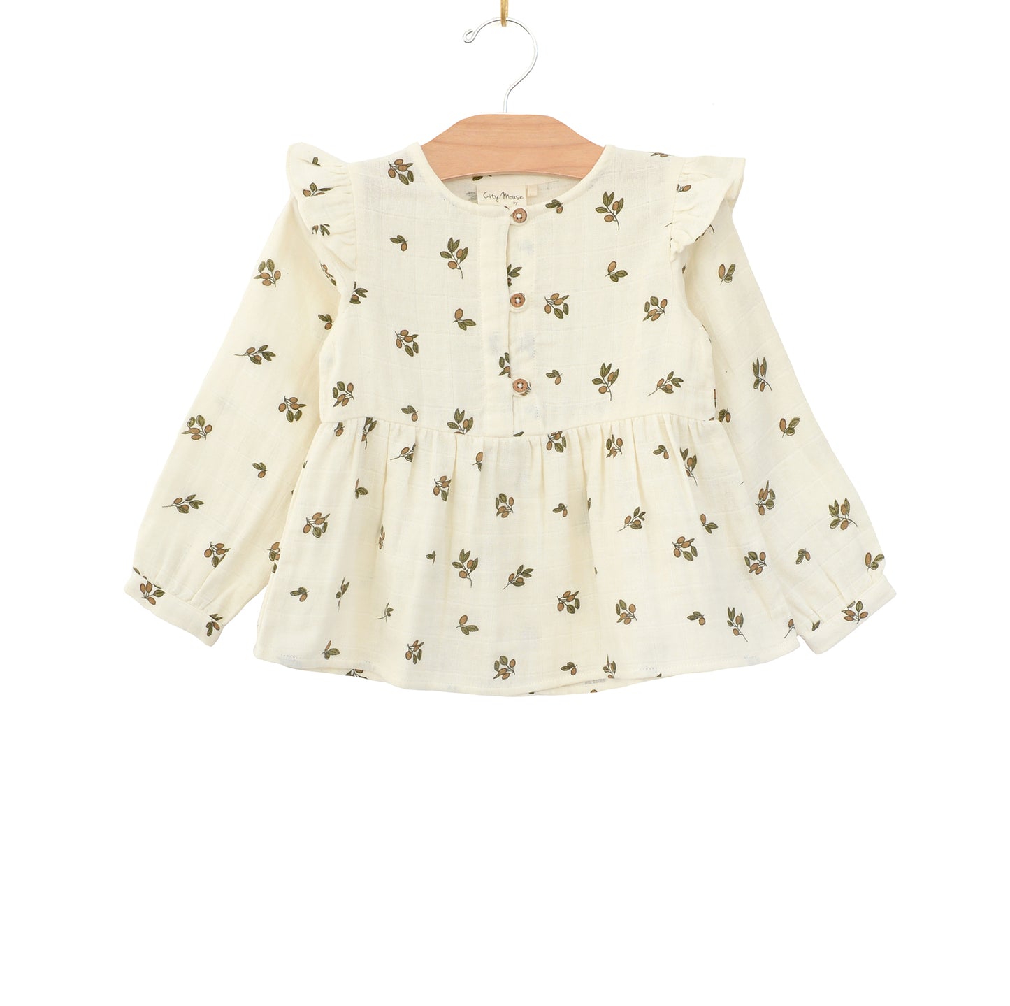 City Mouse Studio- Flutter Button Top- Muslin