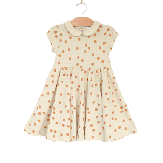 City Mouse Studio- Collar Twirl Dress- Combed Jersey- Dots/Saffron