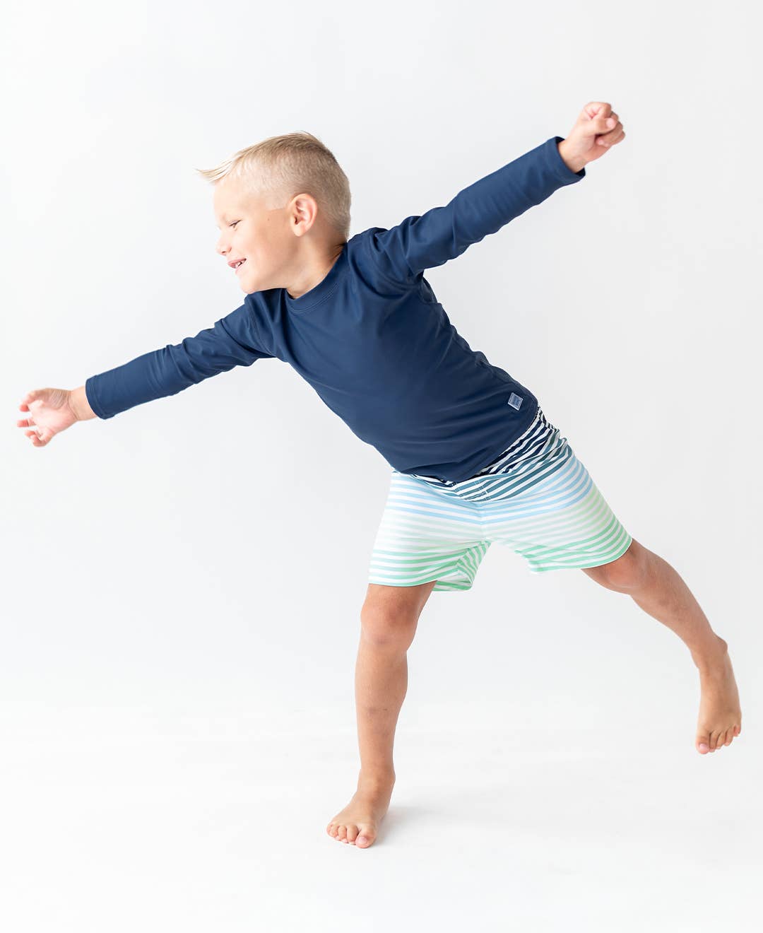 RuffleButts + RuggedButts - Boys Coastal Stripes Swim Trunks