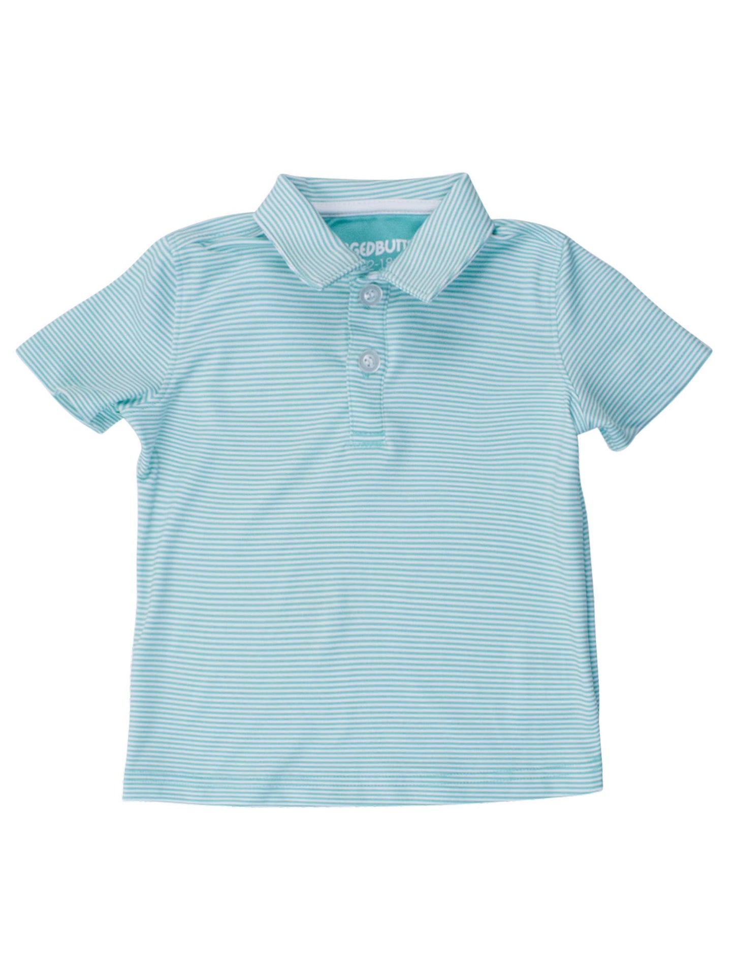 RuffleButts + RuggedButts - Boys Marine Green Micro Stripe Knit Short Sleeve Performance Polo