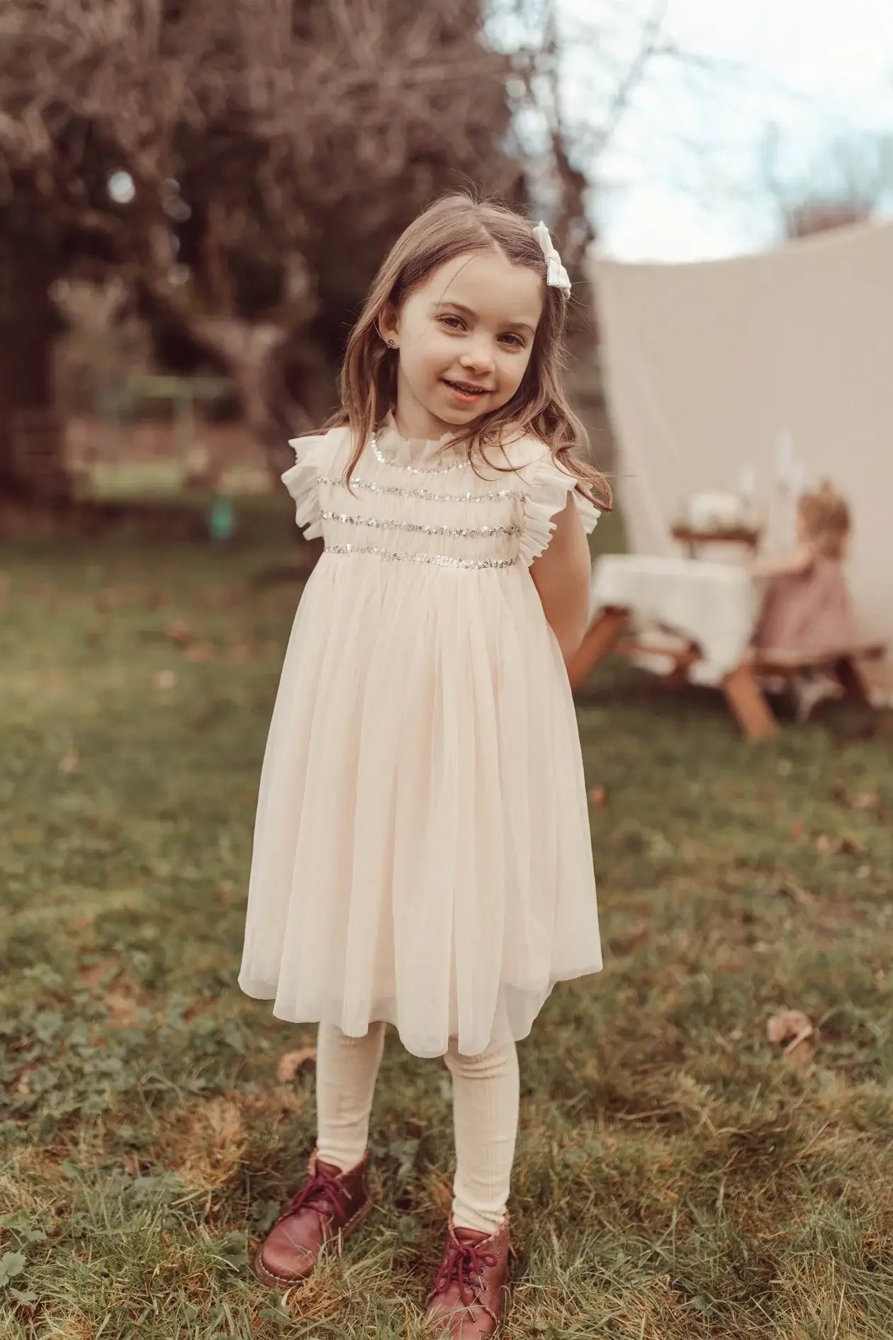 Le Petit Lapin - Scarlett | Organic Cotton Tulle Dress | Cream