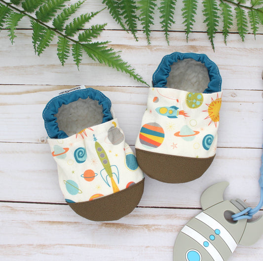 Scooter Booties - Retro Space Baby Shoes 6-12m