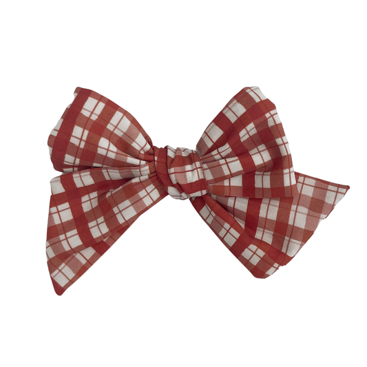 Wildflowers + Cotton - Crimson Gingham | Bow: Nylon Headband