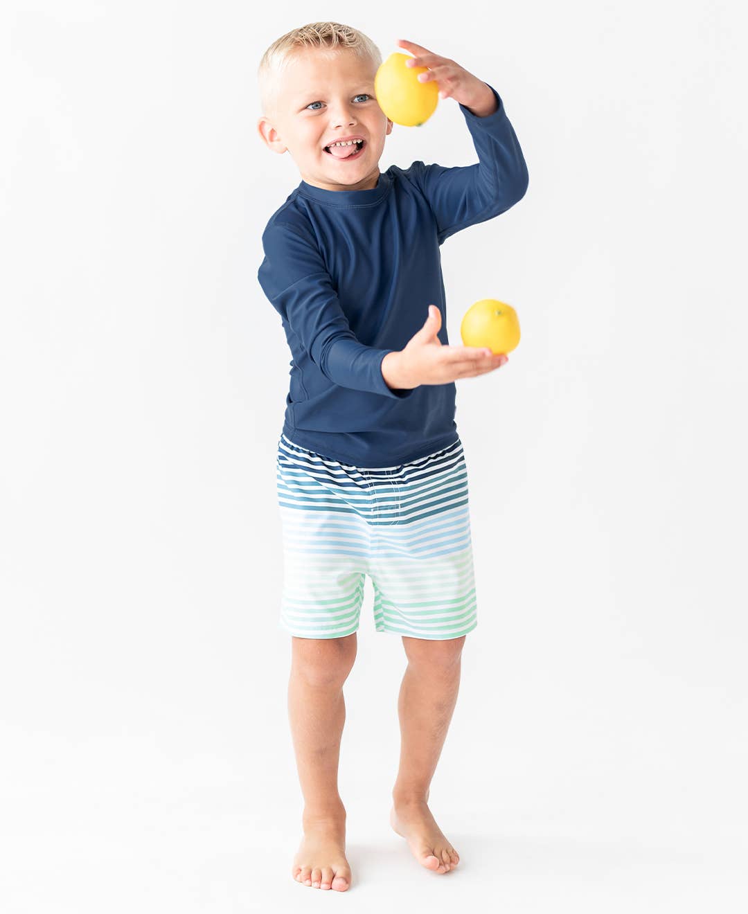 RuffleButts + RuggedButts - Boys Coastal Stripes Swim Trunks