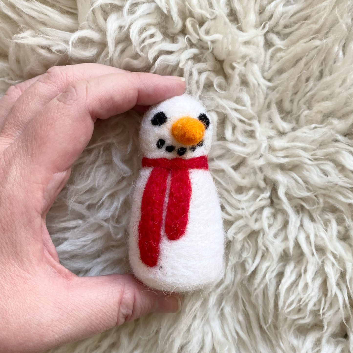 Sheep Farm Felt - One Felt Snowman with Red Scarf