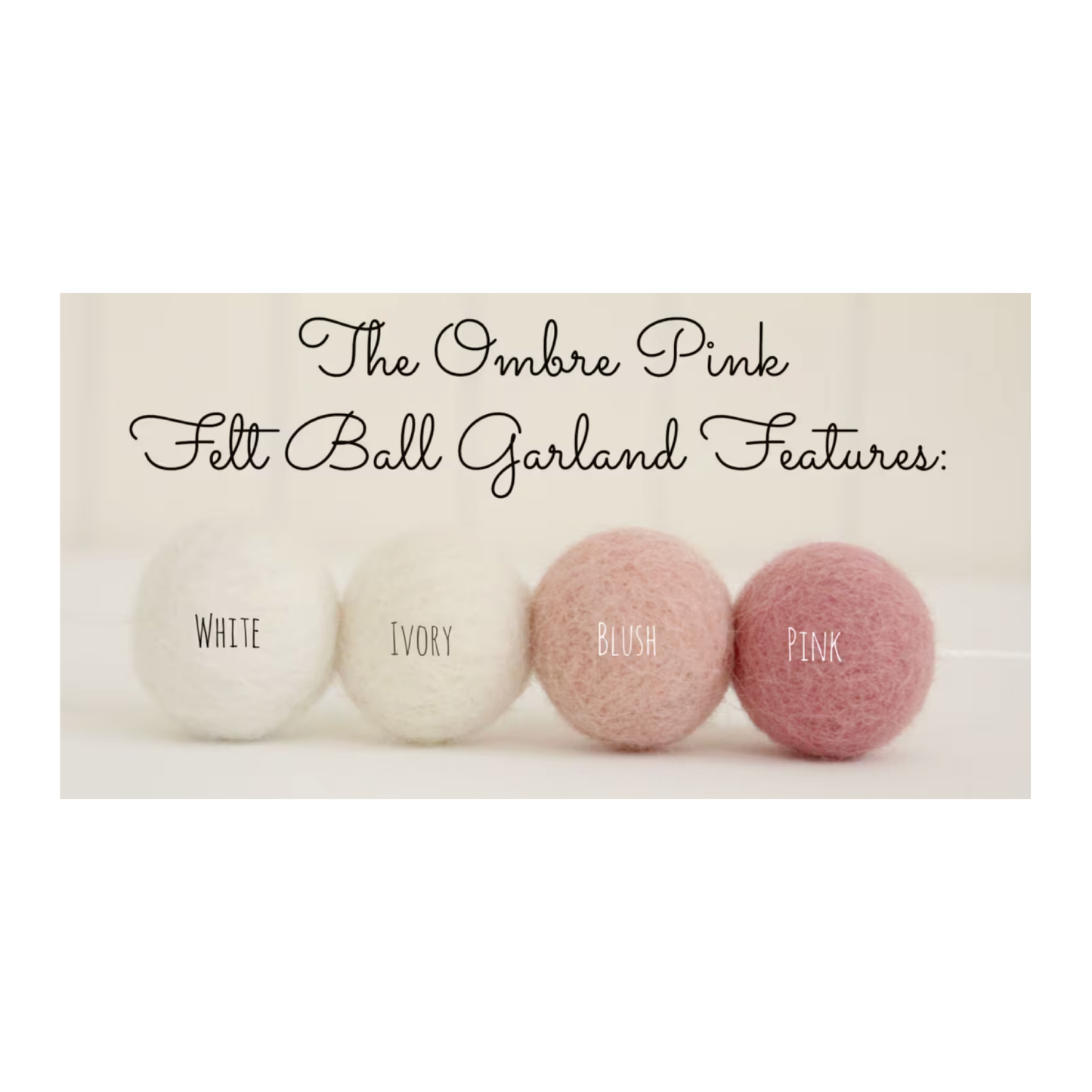 Sheep Farm Felt - Ombre Pink Felt Ball Garland