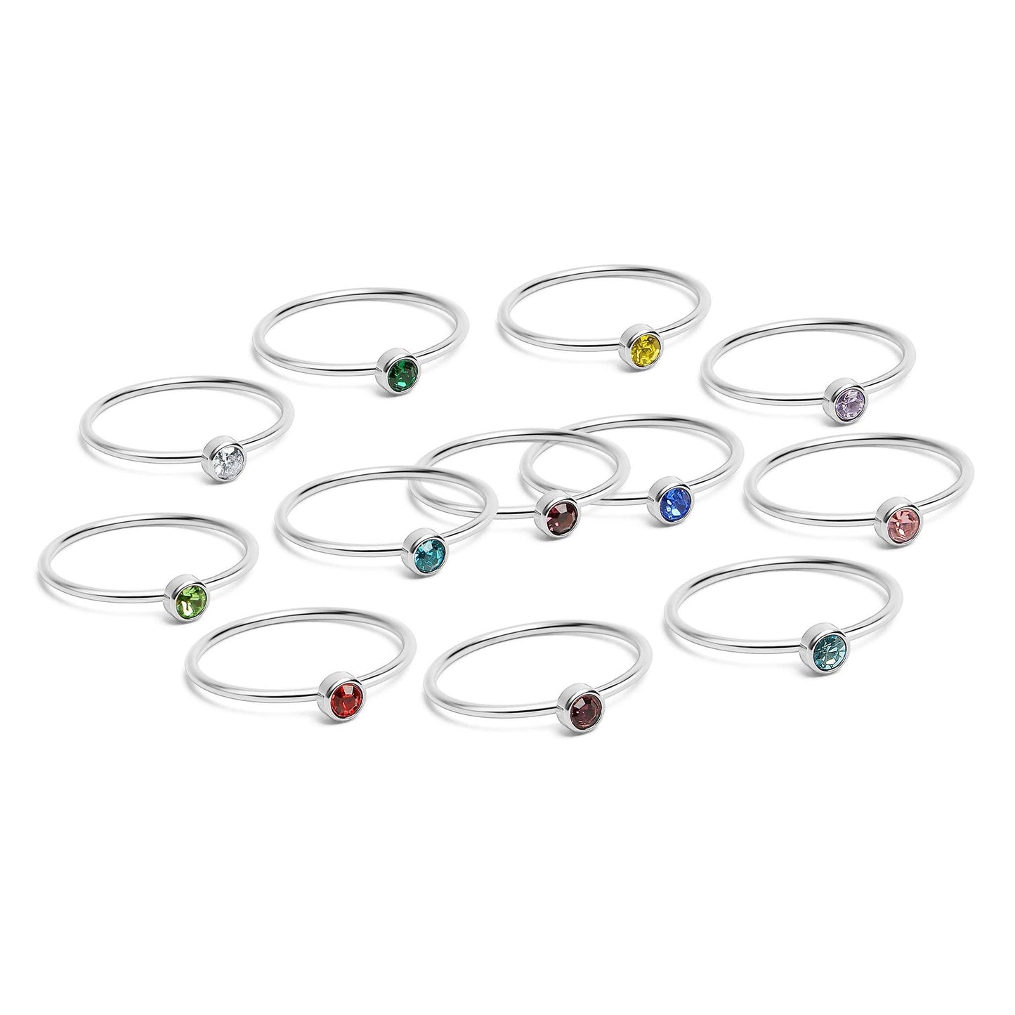 WJW - Stainless Steel Birthstone Stacking Ring