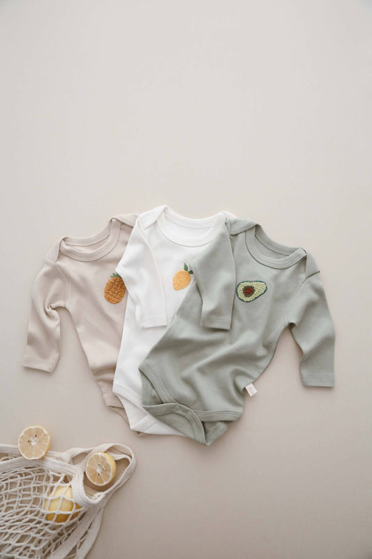 Honey and Hive - Fruit Set 3 Piece Long Sleeve Bodysuit