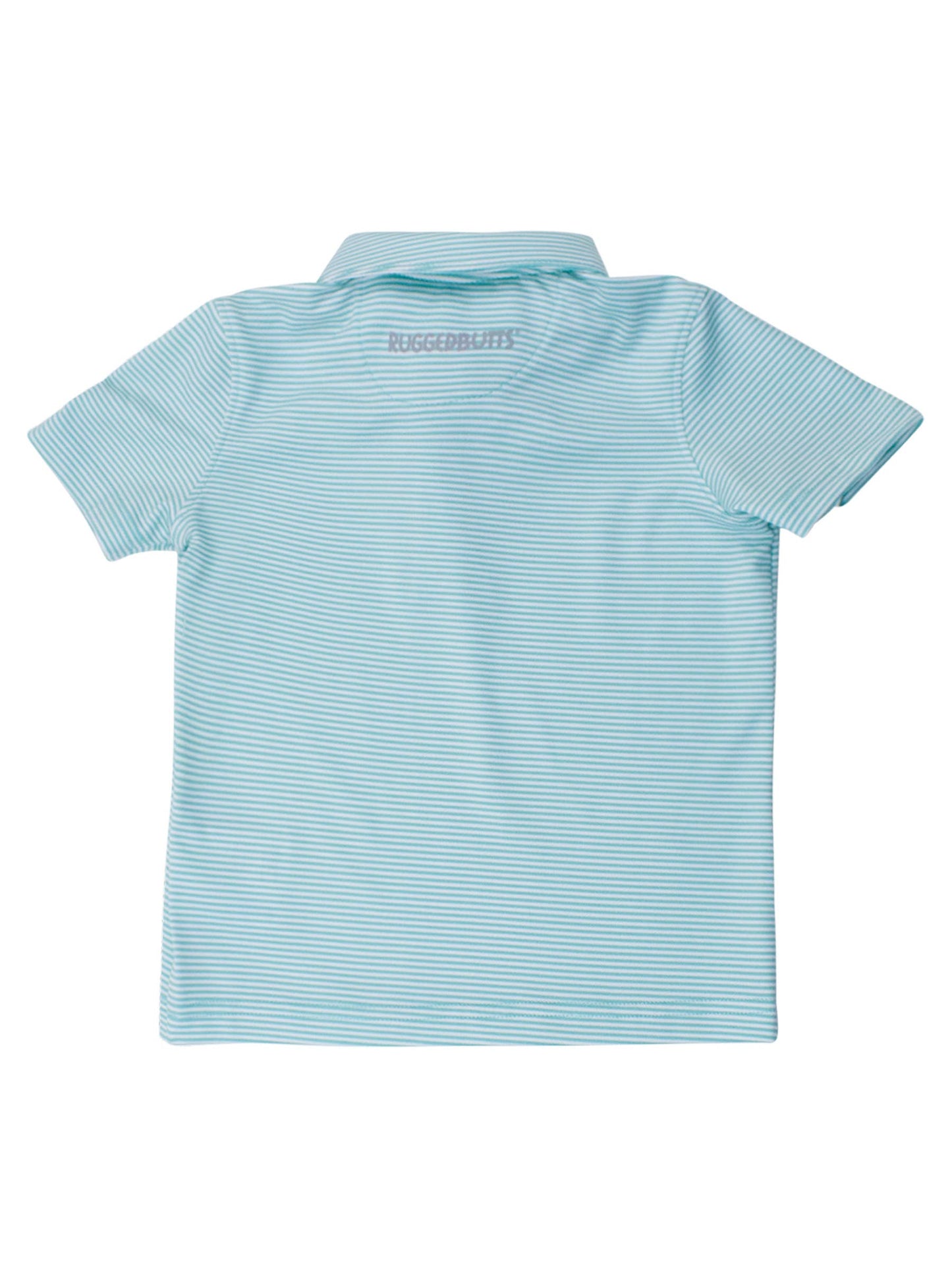 RuffleButts + RuggedButts - Boys Marine Green Micro Stripe Knit Short Sleeve Performance Polo