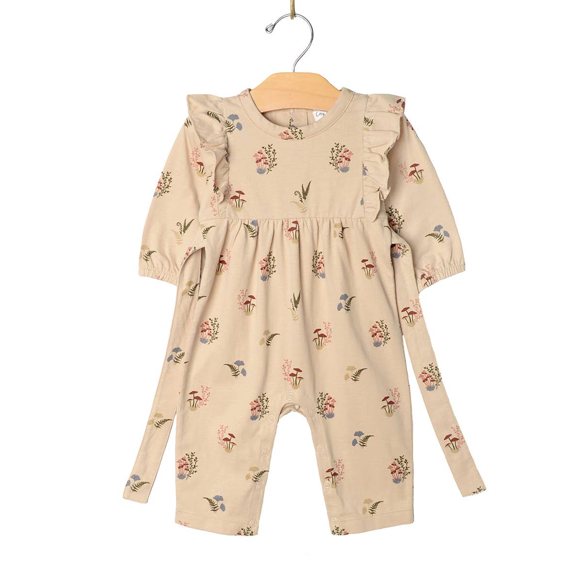 City Mouse Studio - Flutter Sleeve Long Romper- Fall Mushrooms