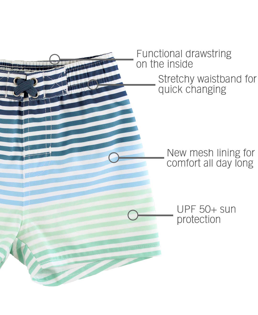 RuffleButts + RuggedButts - Boys Coastal Stripes Swim Trunks