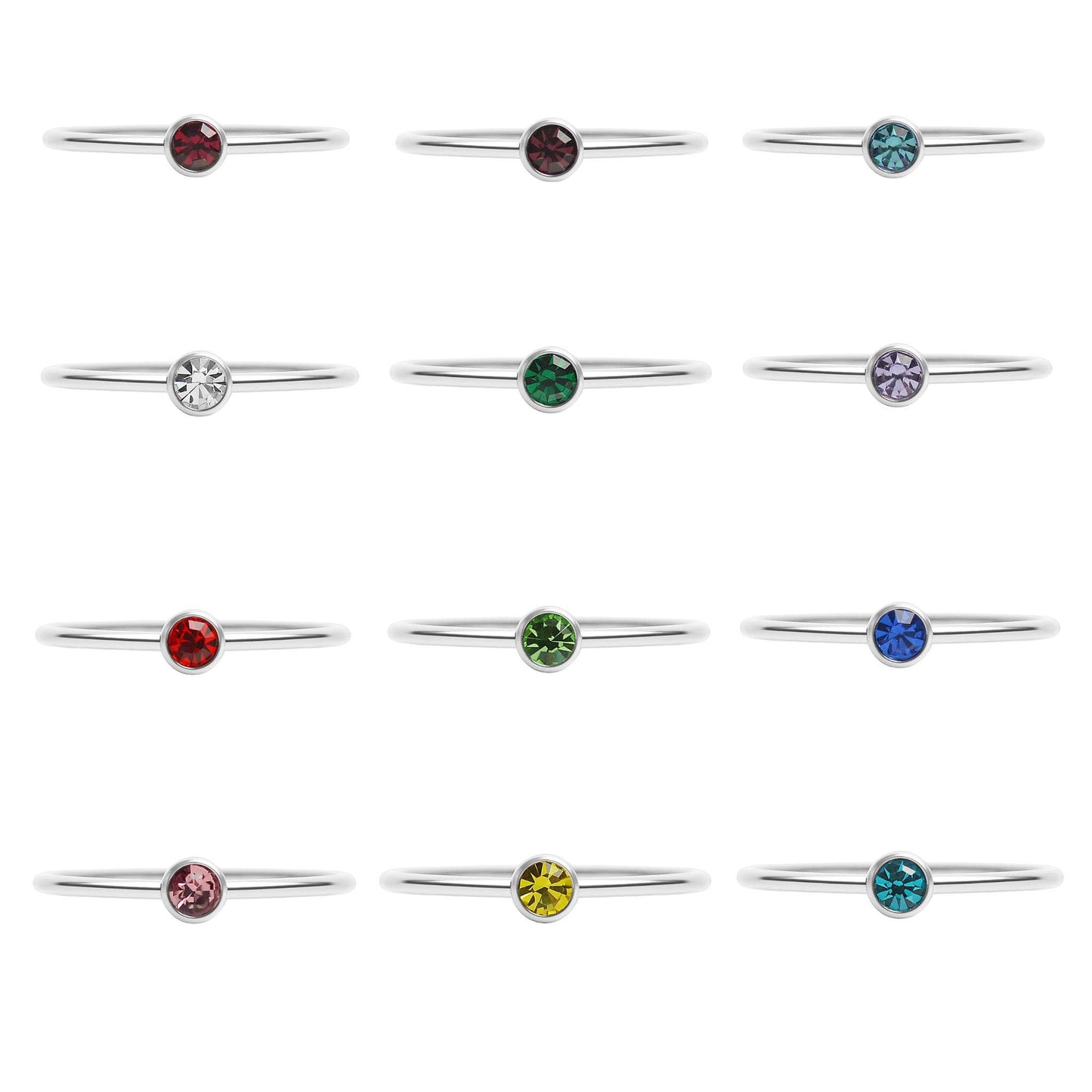 WJW - Stainless Steel Birthstone Stacking Ring