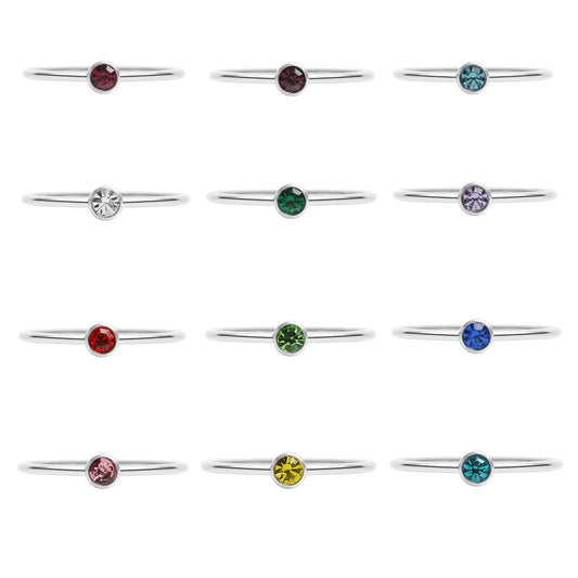 WJW - Stainless Steel Birthstone Stacking Ring