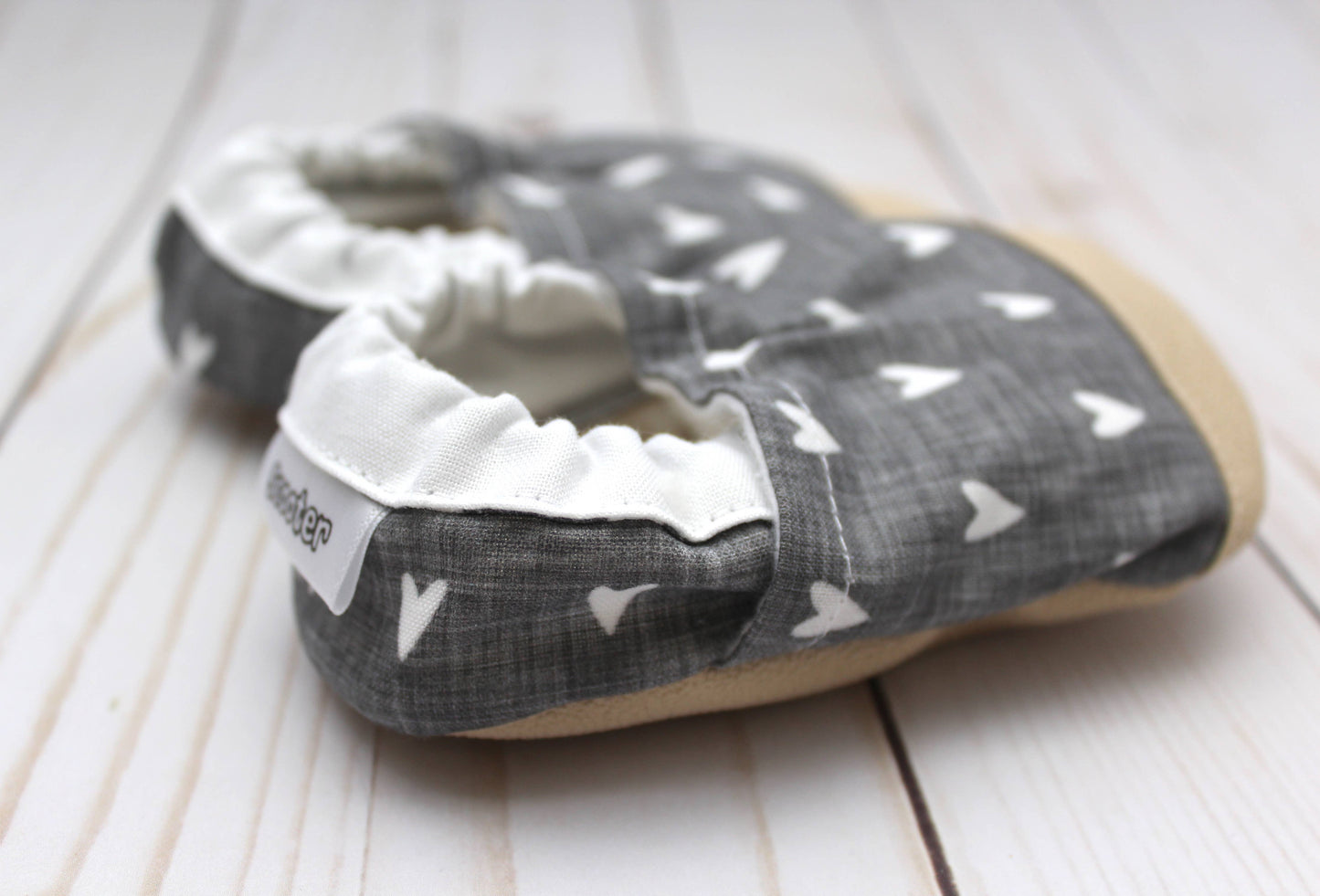 Scooter Booties - Gray Heart Baby Shoes: 0 - 6 months