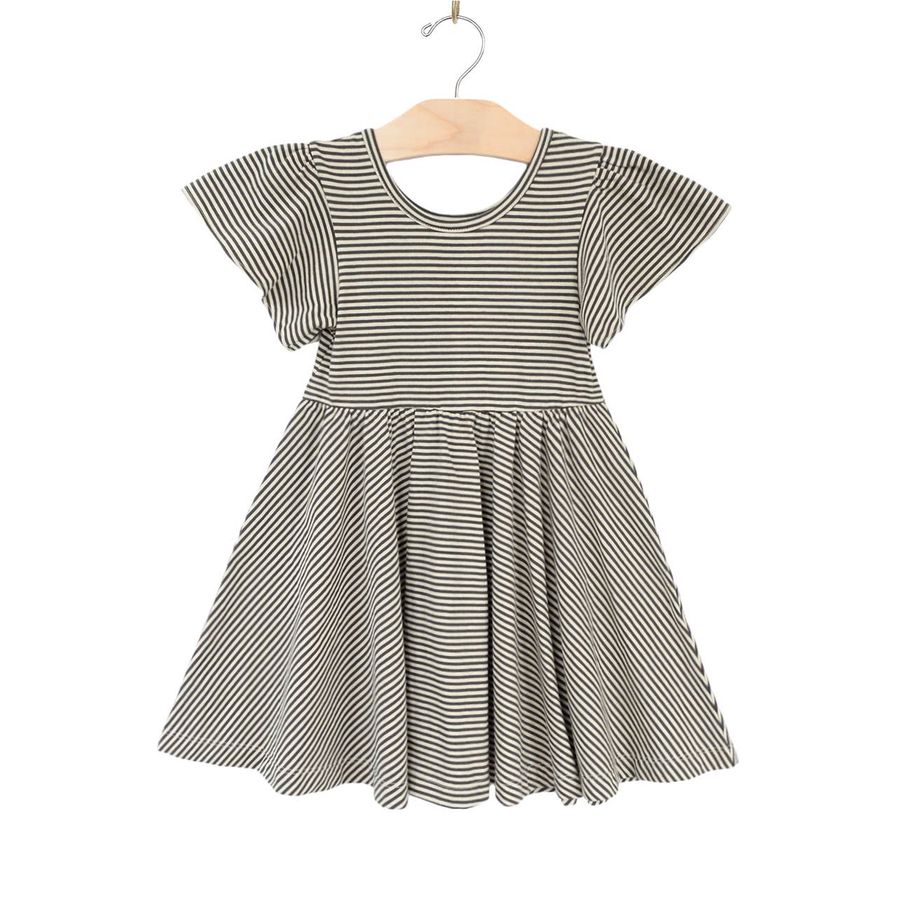 City Mouse Studio - Twirl Dress- Stripe- Charcoal