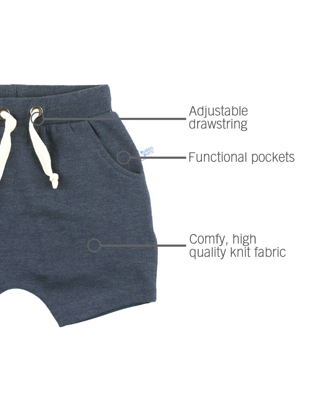 RuffleButts + RuggedButts - Boys Heather Navy Jogger Shorts