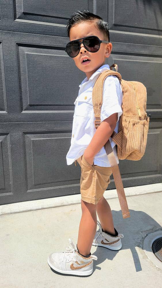 Big Little Wish - The Play Date Mini Backpack- Camel Corduroy