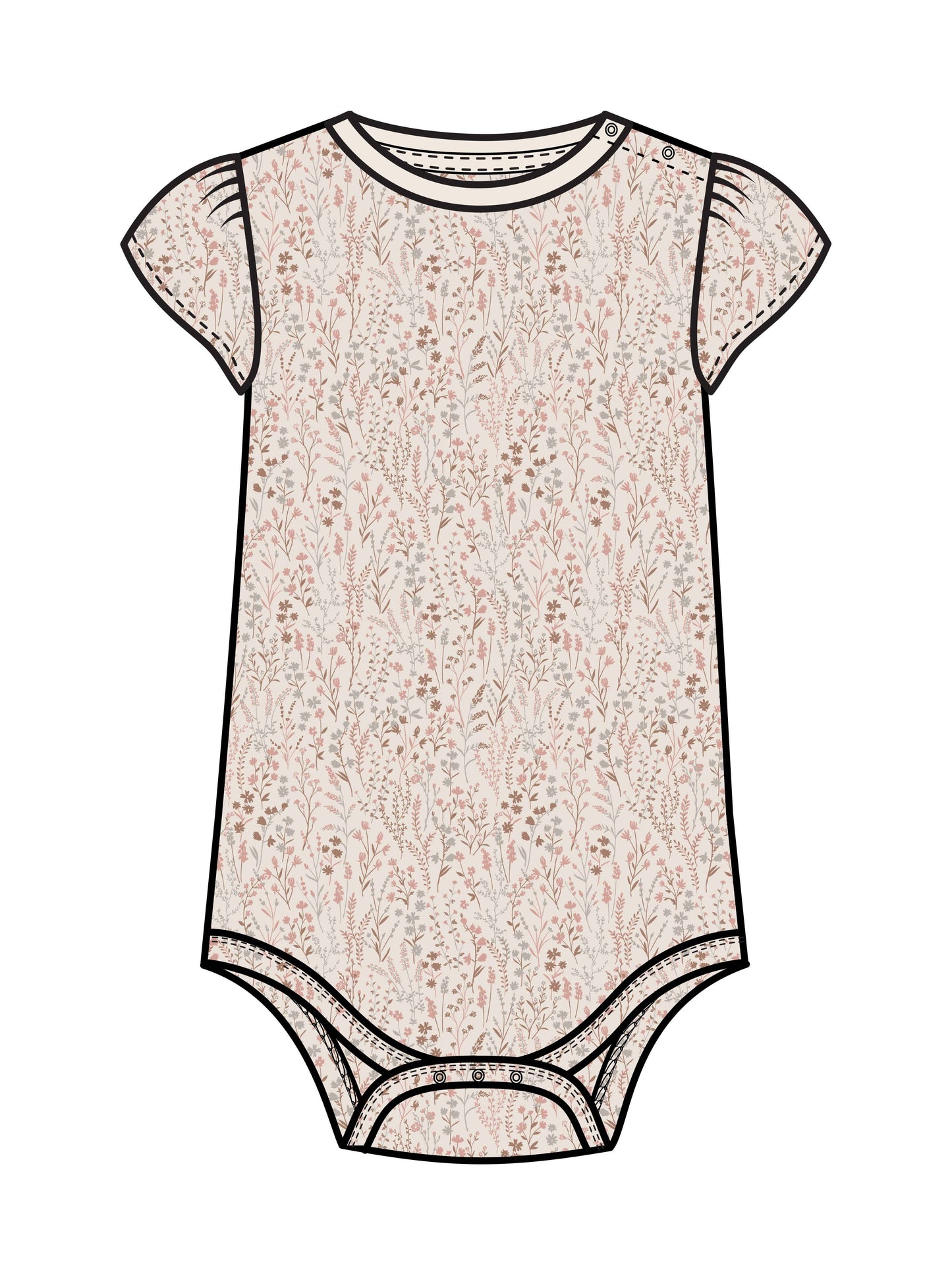 Colored Organics - Organic Baby Pearl Petal Sleeve Bodysuit - Marine Floral