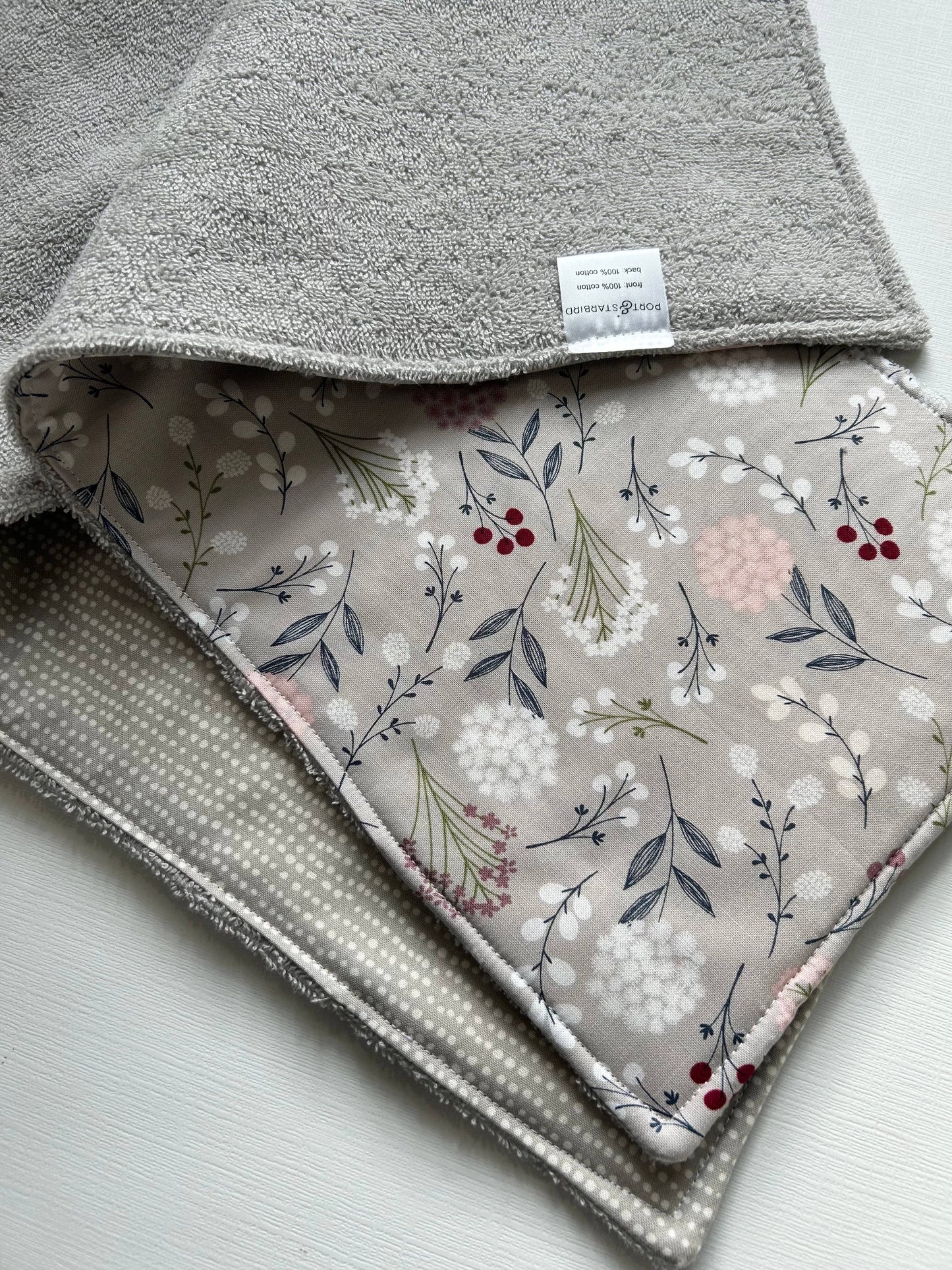 Port & Starbird - Wildflower on Grey Burp Cloth, set of 2